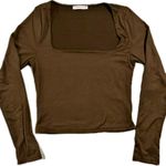 Sincerely Jules Chocolate Brown Square Neck Blouse Size M Photo 0