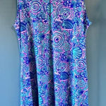 Simply Southern  L Blue Pink Dress Shells Sleeveless Keyhole Pockets Beach Resort Photo 0