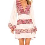 Free People  My Love Mini Dress Women Size Small Boho Tiered Long Sleeve Pom Trim Photo 8
