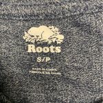 Roots Canada Logo Beaver Marled Blue Short Sleeve Shirt Women Size S Photo 2