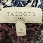 Talbots Size 4 Blue White Paisley Floral Straight Leg Pull-On Elastic Waist Pant Photo 3