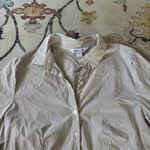 Old Navy The Slim Shirt Tan Pin Striped Collared Top Office Siren Medium Photo 1