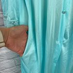 Vintage Gilead Nylon Robe Housecoat Sz S Silky Lace Button Teal Blue 3/4 Sleeve Photo 1