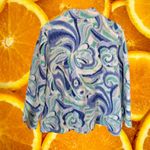 Alfred Dunner Alfred Dunner blue Green White Swirl Fleece Button Up Shirt Size 1X Photo 5