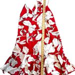 Philosophy NWT Coral Calla Lily Print Red and White Dress Flare Bottom, Sz Lg Photo 9