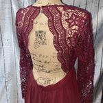 NWT “Awaken My Love” Burgundy Backless Long Sleeve Lace Maxi Dress Women Small Photo 14