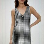 Madewell $148 V-Neck Mini Vest Dress, Black & White Checkered Gingham, Sz 10 Photo 2