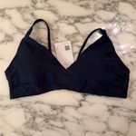 Quince NWT  Navy Blue Italian v-neck bikini top Sz L Photo 7
