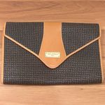 Vintage TED LAPIDUS Paris Embossed Leather Monogram Envelope Clutch Bag 8”X12” Black Photo 3