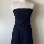 Shoshanna Womens Black Crochet Eyelet Strapless Retro Mod Tea Dress Size 6 Photo 0