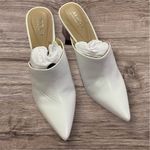ALFANI Junnee White Leather Mules | Size 9 | Sculptural Heel | NWT Photo 2