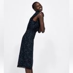 ZARA  Woman pencil lace tube dress dark blue Size L Photo 1