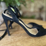 Ava & Aiden Black Suede Ankle Strap Stiletto Heels Leather Upper Size 7.5 Photo 0