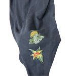 Vintage Linen Blend Black Maxi Dress Embroidered Pineapple Flowers Size 16 Photo 3