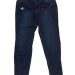 womans size large cuffed ankle jeans jeggings stitch star dark wash cute denim Blue Photo 0