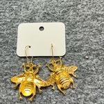 Gold Tone Beetle Insect Earrings Vintage Style Bug Dangle Hook Earrings Unique Photo 3