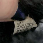 Black Genuine Leather with Faux Fur Lined Shoe Slipper Size 7 Photo 6