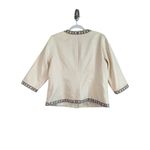 Chico's Women’s Embellished Jacket Tan Beige Embroidered 3/4 Sleeves Size 2 Photo 4