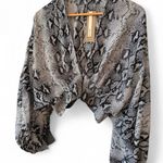 Do + Be Snake Print Long Sleeve Knot Front Crop Blouse Top M Size M Photo 0