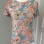 Loft  Women's Vintage Soft Short-Sleeve T-Shirt, Peach Pink Flowers Small Photo 0