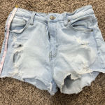 No Boundaries  Jean Shorts Juniors 7 Blue Cut‎ Off Mid Rise Ripped Raw Hem Photo 0