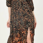 Angie  black and orange twist front maxi dress with side slit size large Photo 0