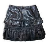 Maje  Leather Skirt Black Jupia Ruffle Mini 6 New Photo 6