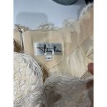 Vintage silk Fabian Molina Cream Lace Peplum Dress size 8 Off Shoulder Formal Tan Photo 2