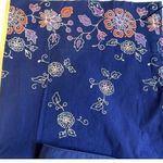 EMS Navy Blue Floral Side Zip Crop Pants Sz 8 Photo 1