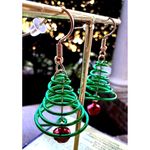 Christmas Tree Earrings Jingle Bells New Dangle Hooks Festive Holiday Pa… Green Photo 11