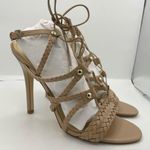 Ivanka Trump leather strappy tan high heels women Size 9M Photo 10