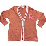 Aerie  Women's Oversized Varsity Cardigan Button Up Sweater Orange Brown Size L Photo 0