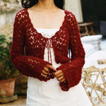ATELIER SOLANA Venus Alpaca Tie Front Cardigan Poppy‎ Small Red Photo 0