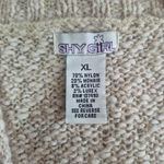 Shy Girl Cream and Tan Button Front Cardigan Knit Sweater Y2K Size XL Photo 2