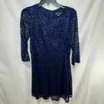 Jessica Howard  Navy Lace Prom Dress Photo 1
