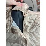 shirt dress jersey knit monochromatic tan brown cream leaf print swing skirt Size 12 Photo 8