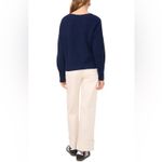 1. State Women's Navy Blue V-Neck Women's Sweater-Classic Casual Pullover Photo 4