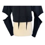 ALO Yoga Edgy Peak Cutout Elbow Hoodie Crop Sweatshirt Long Sleeve Drawstring S Black Photo 3
