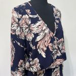 Boston Proper Long Sleeve Surplice Navy Floral Romper Size Small Shorts Photo 1