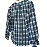 Shapely Vintage 90s  Long Sleeve Blue & Purple Plaid Henley Pullover Shirt S Photo 5