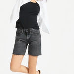 Everlane  Denim Shorts in Washed Black High Rise Long Inseam Raw Hem- Size 28 Photo 0