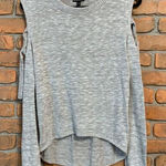 EXPRESS  Sweater Women's Size Small Gray Cold Shoulder Knit Pullover Long Sleeve‎ Photo 0