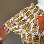 Anthropologie Porridge Pineapple Print Bow-back Off the Shoulder Shirt Large Photo 6