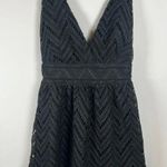 SUGAR+LIPS All My Love Women's Plunging Neck Lace Mini Dress Black Pleats Small Photo 1