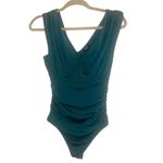EXPRESS ✨ Green Body Contour Double Layer Empire V Neck Sz XS Bodysuit✨ Photo 5