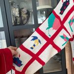 Vintage 80s nautical knit cardigan Allen Solly Sweater Boats Plane patchwork Red Size M Photo 3