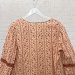 🌸 Boho Peasant Blouse M Floral Crochet Lace Tie Neck 3/4 Sleeve Festival 🌻 Orange Size M Photo 11