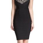 Herve Leger  Cindy cap sleeve lace inset bodycon dress 30th anniversary Sz S Photo 0