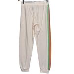Chaser  Vintage Women’s M Cream Ivory Rainbow Striped Pull On Lounge Jogger Pants Photo 5
