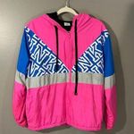 PINK - Victoria's Secret PINK Victoria’s Secret Full Zip Sherpa Lined Retro Windbreaker Jacket size M/L Photo 0